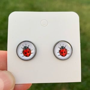 CLIP ON Homemade Leopard Print Stud  Earrings